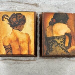 Hand Painted On Canvas  with Lace Detail